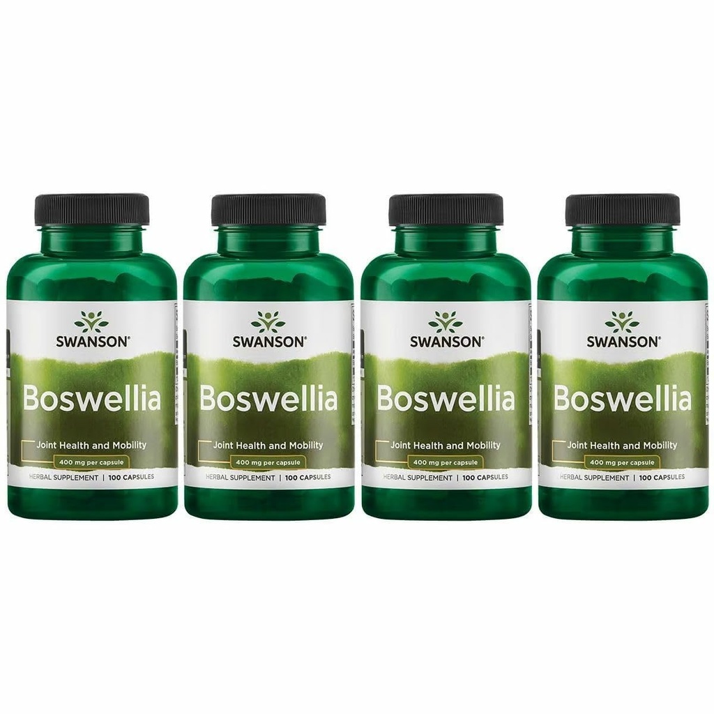 Swanson Boswellia - Herbal Supplement Promoting Joint Support - Ayurvedic Herb för Joint Flexibility & Mobility Support - Made with Boswellia Serrata Resin - (100 kapslar) (4 Pack)