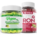 Vegan Iron Gummies vegaaninen monivitamiini naisille Miehet rautaa, B12, A, D3, K2, Algae Omega 3, Magnesium, Sinkki