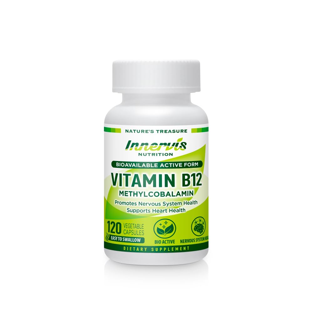 Korkea imeytyminen BioActive B12 1000 mcg ... tukee energiaa, hermostoa ja sydänterveyttä... 120 vegan kapselia...