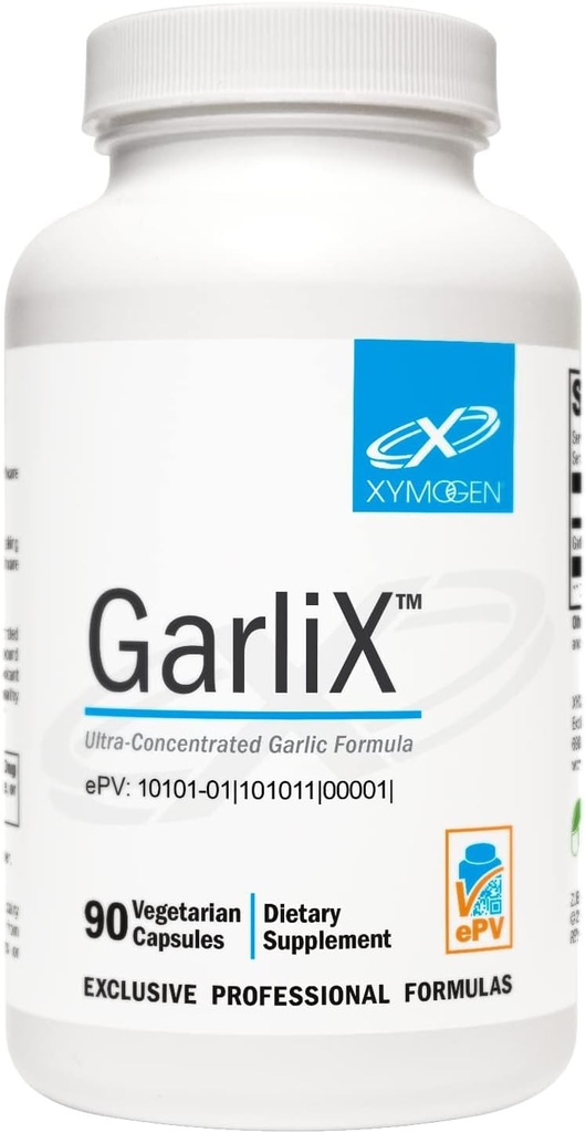XYMOGEN GarliX - Ultra-Concentrated Garlic Supplement med Allicin + Alliin för att stödja antioxidantaktivitet, kardiovaskulär + immunhälsa (90 kapslar)