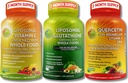 Täydellinen kasviperäinen antioksidantti ja immuunituki Bundle - Liposomal C 1500 mg + Liposomal Glutatione 500 mg + Quercetin ja bromeliinin, sinkki & C-vitamiinin Vegaani, tehostettu imeytyminen Formula