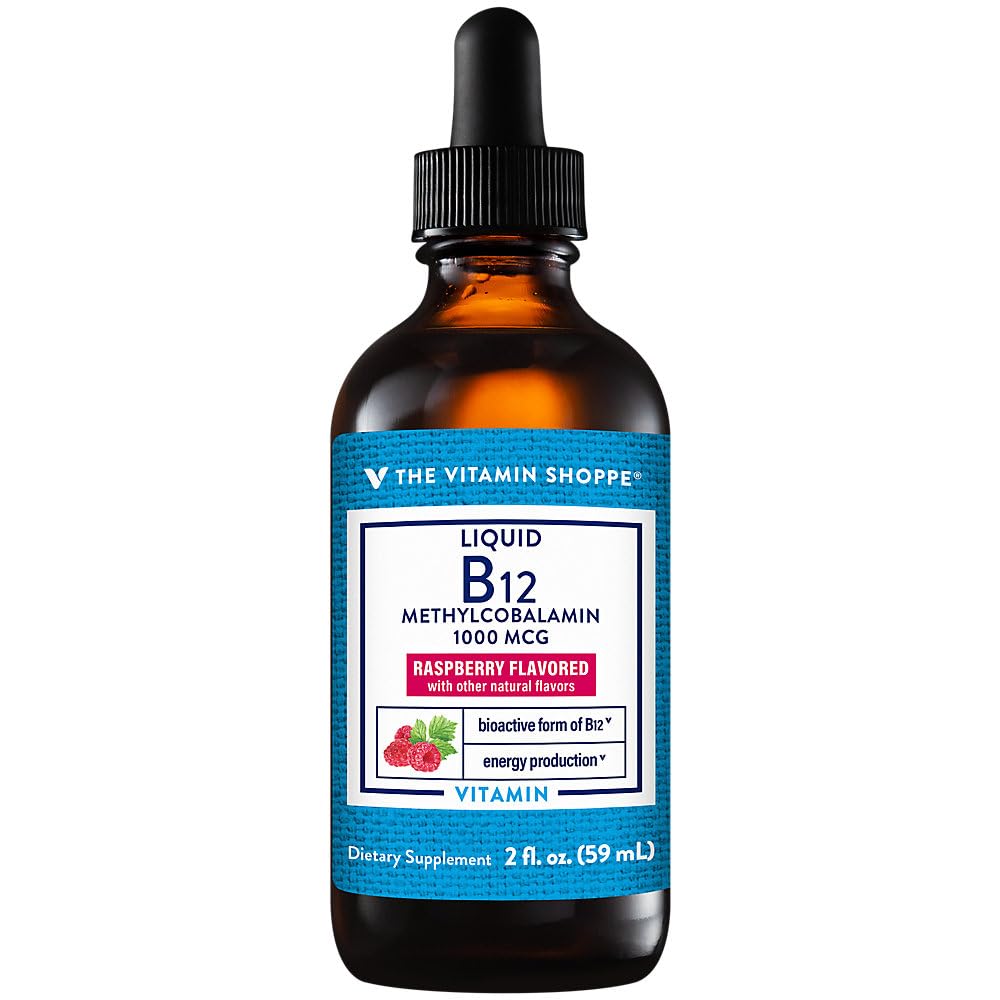 Vitamiini Shoppe nestemäinen B12 Metyylicobalamiini - energian tuotanto - 1000 MCG - Vadelma (2 fl. oz.)