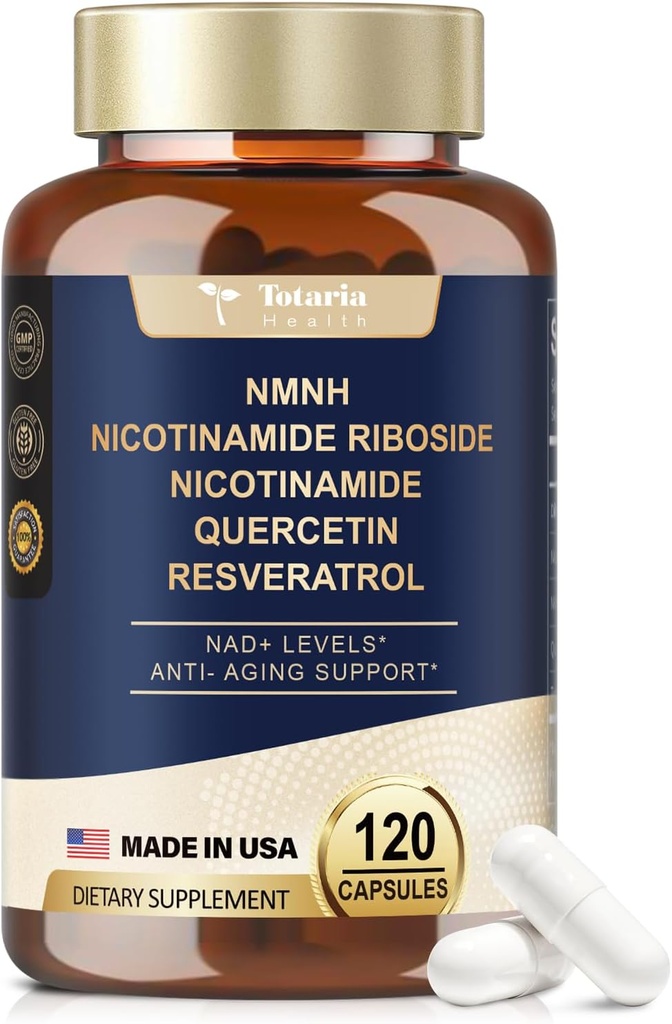 NMNH (Dihydronikotinamidi Mononukleotidi), Premium NMN Alternative Supplement with Flash-free Niacinamide (Vitamin B3), Quercetin, and Trans- Resveratrol, 120 kapselia