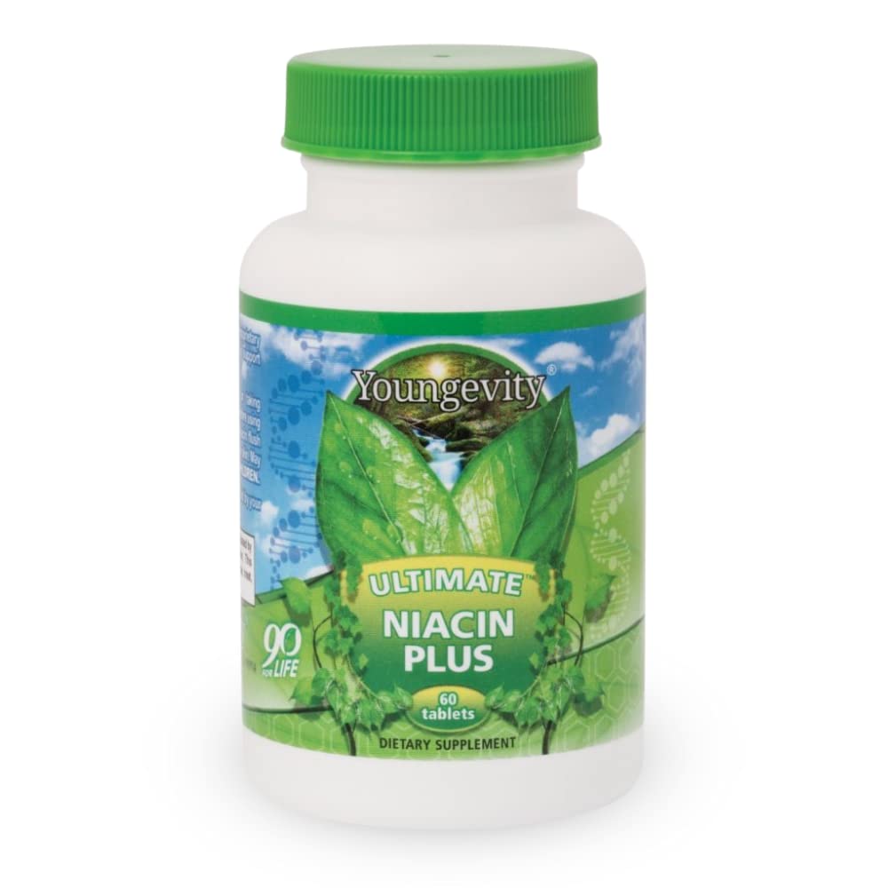 Youngevity Ultimate Niacin PlusTM - 500 mg med Proprietary Blend of Arjuna Bark, Hawthorn Berry, & Nattokinase - 60 tabletter (Pack of 1)