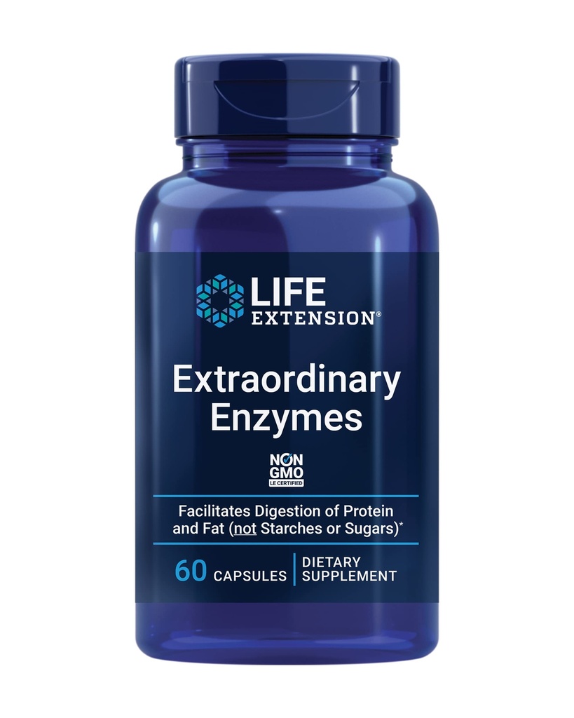 Life Extension Extraditional Enzymes, Ruoansulatuselimistön tuki, ravitseva imeytyminen, Ruoansulatuselimistön entsyymit, non-GMO, 60 kapselia