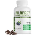 Bronson Bilberry Extra Strength Vaccinium Myrtillus, främjar ögonhälsa och stöder hälsosam vision - Icke GMO, 200 vegetariska kapslar