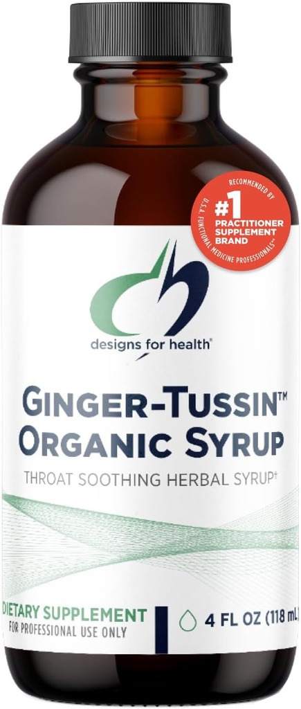 Designs for Health Inkivääri juurisiirappia hunaja + Wild Cherry Bark - Inkivääri-Tussin Syrup Liquid Immune Support Supplement - Suunniteltu auttamaan rauhoittamaan kurkku (47 tarjoilua / 4 Fl Oz)