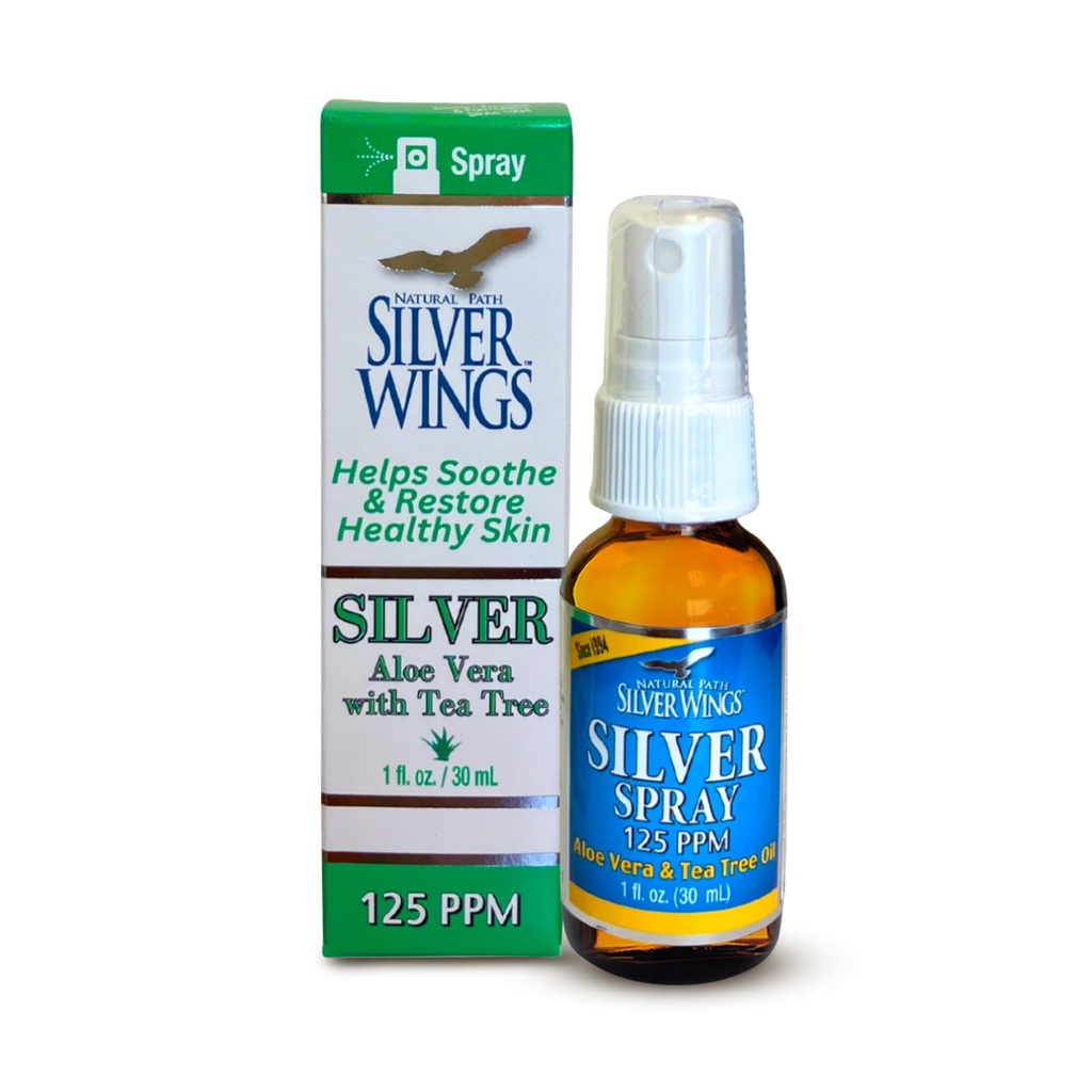 Natural Path Silver Wings - Silver Spray Aloe Vera & Tea Tree Oil - 125ppm - 1oz