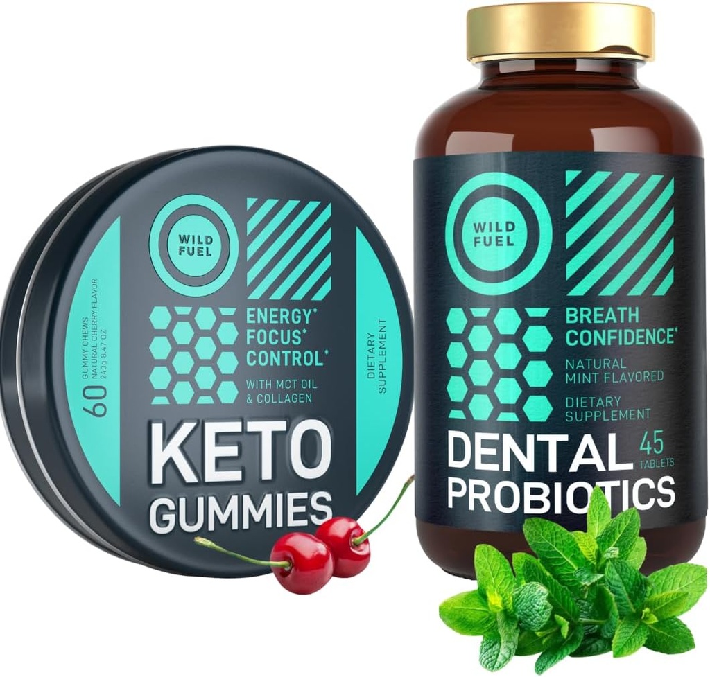 WILD POLTTOAINE Oraaliset probiootit suun terveyteen ja Keto Candy MCT Oil Bundle