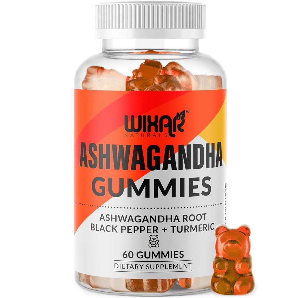 Ashwagandha Gummies kanssa Turmeric ja Black Pepper Extract - Kasviperäisten Gummy Supplement - 60 Gummies