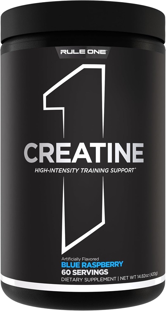 Sääntö 1 Creatine Powder ... Pure Micronized Creatine Monohydraatti korkean intensiteetin harjoitukseen ja Lean Body Mass Support, maku ja maku (60 tarjoilut, sininen Rasperry)