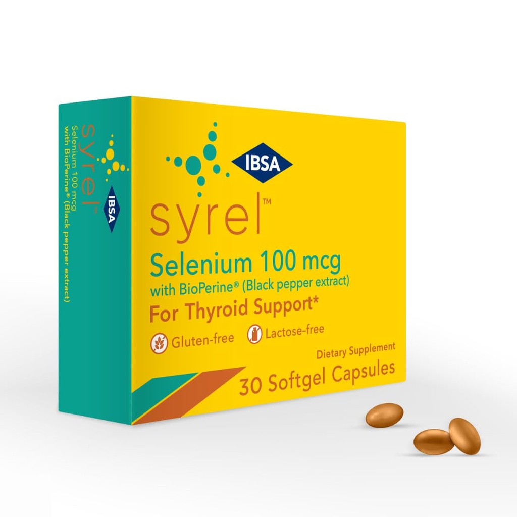 Syrel - Thyroid Support Supplement - 100mcg Selen och 5mg BioPerine - 30 Soft-Gel Caps för ökad biotillgänglighet och absorption - Glutenfri, laktosfri, sockerfri, icke-GMO