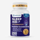 WELMATE - Nighttime Sleep Aid - Doxylamine Succinerar 25 mg - för vuxna och barn 12 + - 200 tabletter