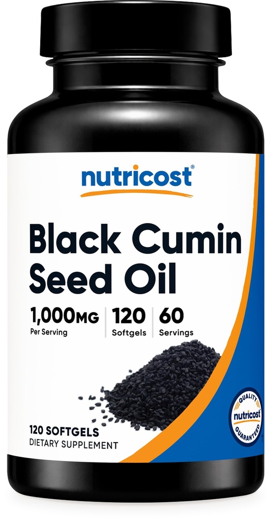 Nutricost Black Seed Oil (Cumin) - Cold Pressed, lähde Omega 3 6 9-120 Softgels, 1000mg per Serving, 60 tarjoilut - ei-GMO ja Gluteenittomat