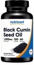 Nutricost Black Seed Oil (Cumin) - Cold Pressed, lähde Omega 3 6 9-120 Softgels, 1000mg per Serving, 60 tarjoilut - ei-GMO ja Gluteenittomat