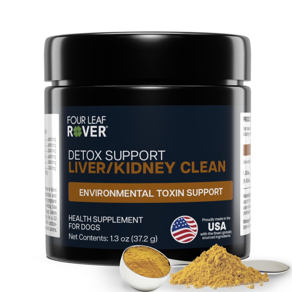 Four Leaf Rover Dog Liver Support - Luomu maito Thistle & Sienet - munuaistuki - Detox & Cleanse - Eläinlääkäri Formulated