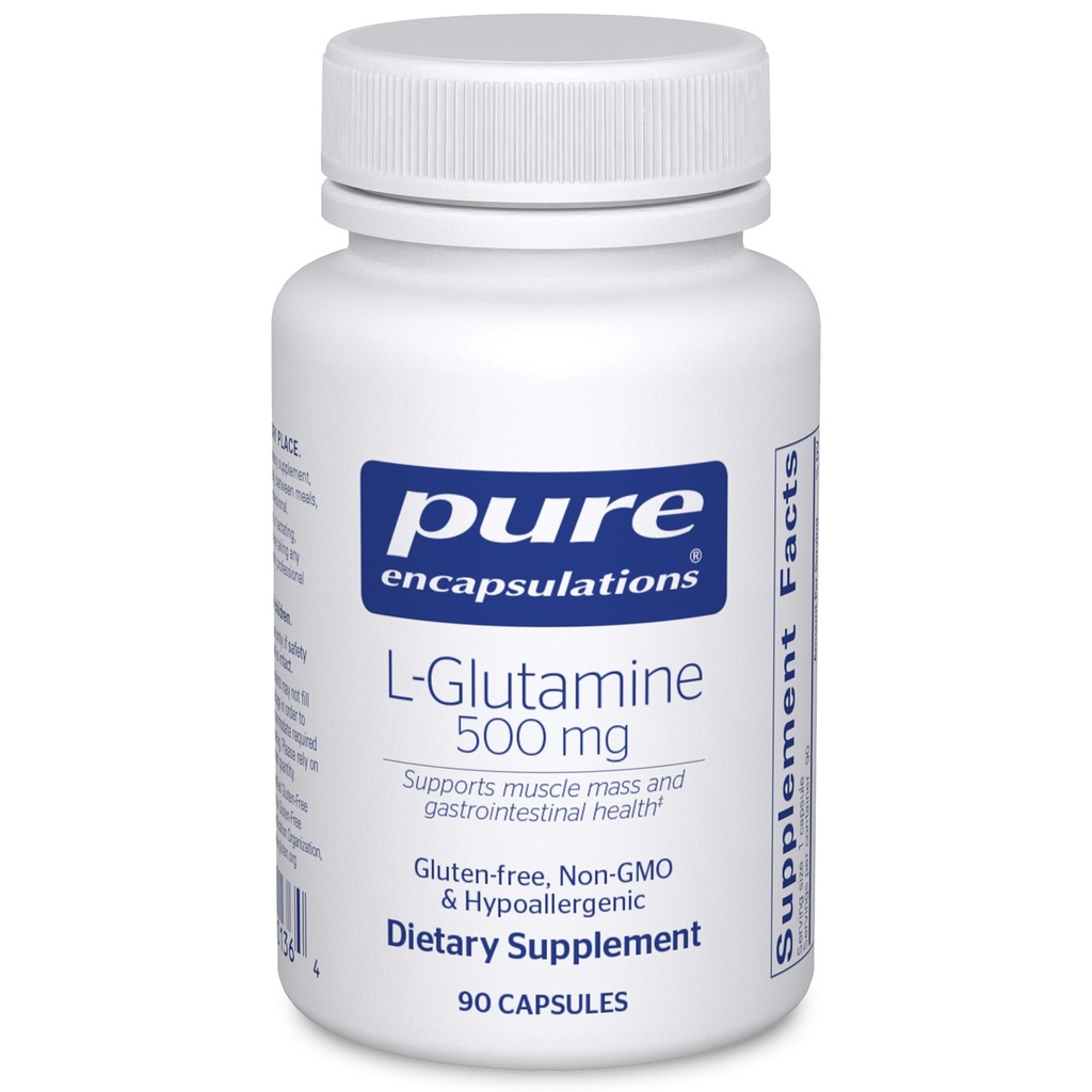 Pure Encapsulations L-glutamine 500 mg - Supplement for Immune and Digestive Support, Gut Health ja Lining, Metabolia, ja lihasten tuki * - vapaa Form L- glutamine - 90 kapselia