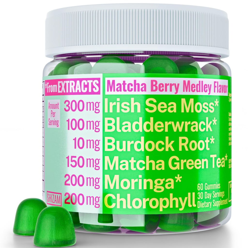 Moringa Irish Sea Moss klorofylli EGCg Green Tea Burdock Root rannerengas Super Greens Gummies, Powder Kapselit Pillereitä Liquid Drops Oil Tincture Lisäravinteet Alt, Organic Green Seamoss