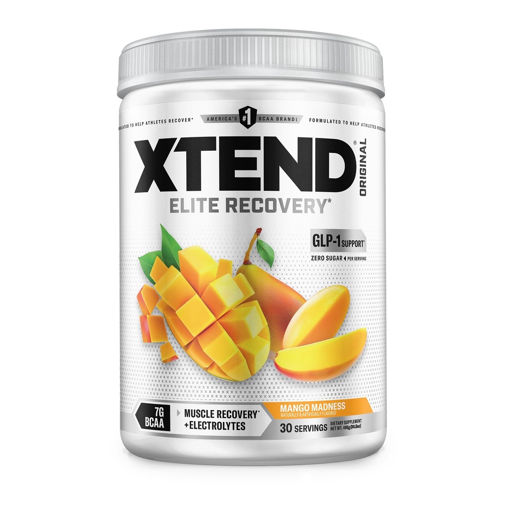 Xtend Original BCAA Powder, 7g BCAAs ja 2,5g L-glutamiini lihasten Recovery Hydraation ja Lean Lihas, sokeriton ja post harjoitus Drink Electrolytes, Mango Madness, 30 tarjoilua