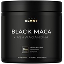 ELMNT 40.000mg 40x Strength Organic Black Maca Root w. Ashwagandha - # 1 Högsta Potens Black Maca Root Capsules för Män Supplement 40:1 Extract - 100% Pure Maca Peruana Maca Powder Pills Gelatinized