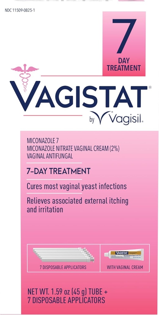 Vagisil Vagistat 7 Day Yeast Infection Treatment for Women, hjälper till att lindra extern kläckning och irritation, innehåller 2% extern Miconazole Nitrate Cream & 7 Disposable Applicators (Pack of 1)