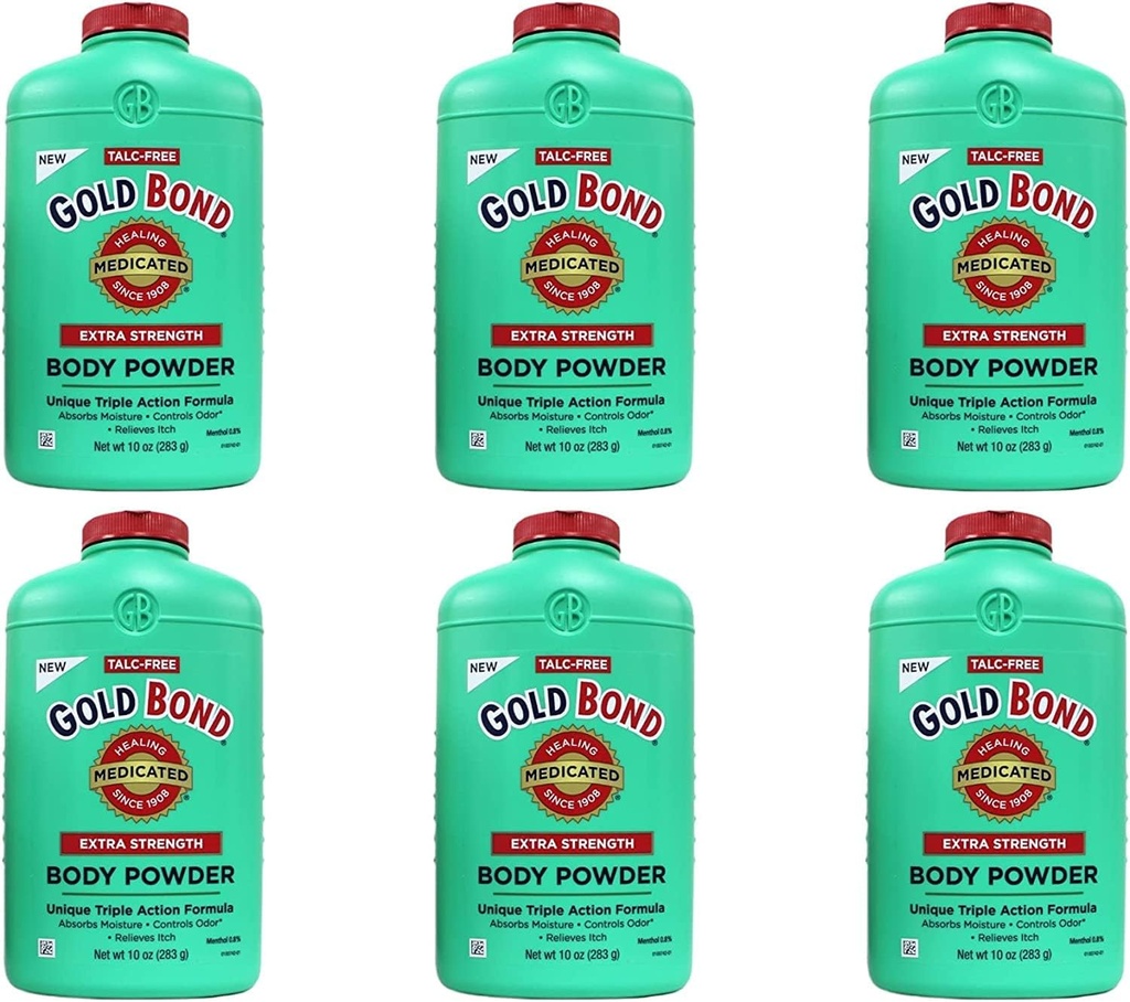 Gold Bond Body Powder Additional Extra Strength - 10 oz, 6 tabletin pakkaus, Talkkivapaa