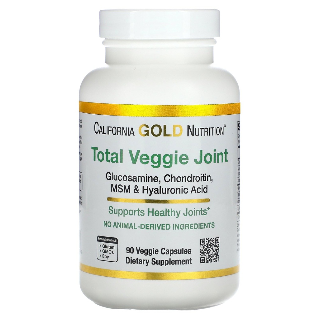 Kalifornia Gold Nutrition Kasvissyöjä Glukosamiini, Chondroitin, Hyaluronihappo, MSM, Total Veggie Joint & Bone Support Formula, Non GMO, No Soy, Gluteenittomat, 90 kasviskapselit