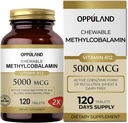 Metyyli B-12 5000 mcg pureskeltava Folaatti - B12-vitamiini Methylcobalamin Sublingual Tablets - Tukee energiaa ja aivoja toiminto - Vegan täydennysosa - Orange Flavor - 120
