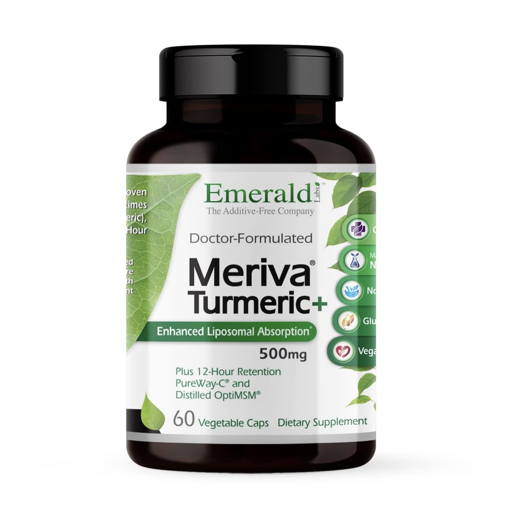 Emerald Labs Meriva Turmeric Plus - Meriva Turmeric, PureWay-C C-vitamiini C & OptiMSM - tukee yhteistä terveys- ja immuunivastetta - 60 kasvikapselia (yli 60 päivän ajan)