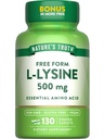 Naturens sanning L-Lysine 500mg | 130 Coated Caplets | Gratis Form | Essential Amino Acid | Vegan, Non-GMO och Gluten Free Supplement