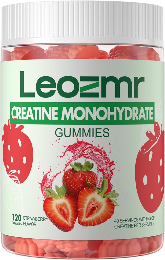 Kreatiini Monohydraatti Gummies 5000 mg miehille ja naisille, purukumi Creatiini Monohydraatti täydentää(120 kreivi) - mansikka 120 Gummie