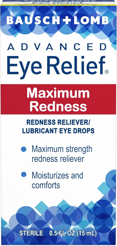 Bausch & Lomb Advanced Eye Relief Maximum Redness Lubricant Eye Drops från 0,5 Fl Oz (15 ml) - Pack med 5
