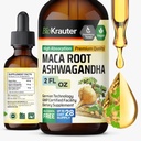 BIO KRAUTER Maca Root ja Ashwagandha Tincture - Maca & Ashwagandha täydentää miehille ja naisille - Liquid Supplement for Mood Support - Alkoholi ja sokeriton - Vegan Drops 2 Fl.Oz.