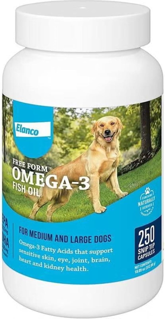 Ilmainen lomake Vinkkejä Omega-3 Fish Oil Liquid Supplement keskikokoisille ja suurille koirille, 250