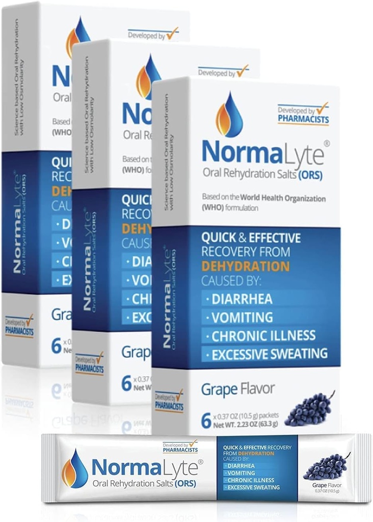 NormaLyte suun nesteytys Suolat-18 Sticks Packs (Yields 500ml / pakkaus)-Grapes.-Energialisät, kaliumlisä, nesteytys ja nopea imeytyminen