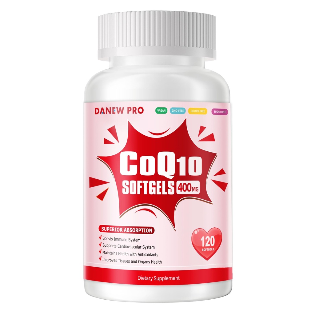 CoQ10-400mg-Softgels with PQQ, BioPerine & Omega-3, Coenzyme Q10(Ubikinone) Supplement for High-Absorption, Powerful Antioxidantti, Support Heart & Energy-Production, 120 Servings