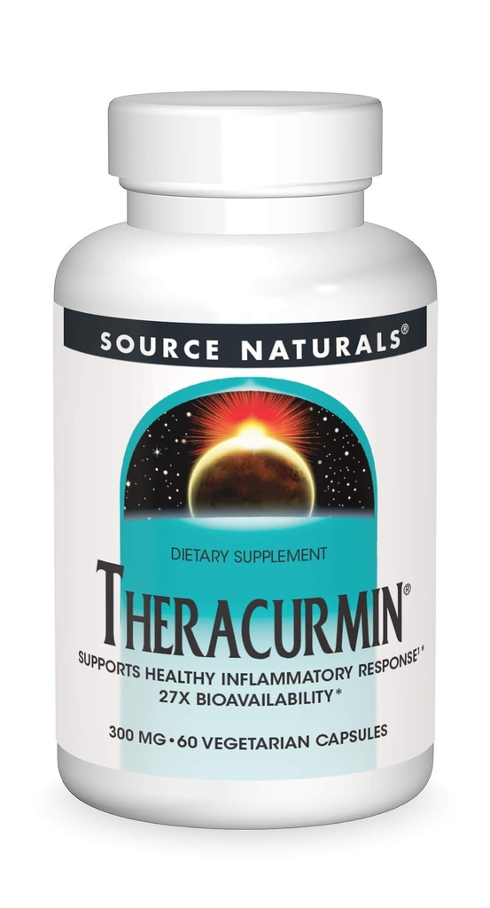 Källa Naturals Theracurmin, stöder hälsosamt inflammatoriskt svar *, 300 mg - 60 vegetariska kapslar