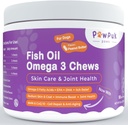 Omega 3 Fish Oil Chews for Dogs - EPA & DHA for Skin & Coat Health Plus Kokonaisterveys, kutina avustus, yhteinen ja liikkuvuus tuki, CoQ10 & NMN - Natural Anti-Aging täydennysosa koirille