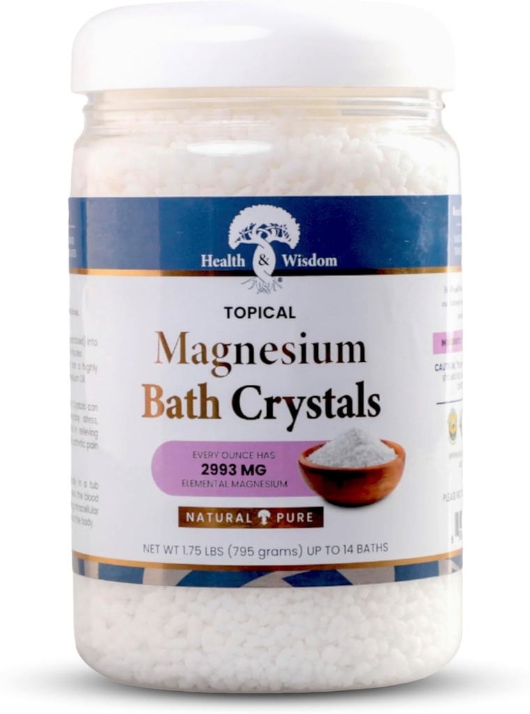 Terveys ja viisaus Magnesium kylpy kristallit - Kylpysuolat korkea pitoisuus ja tehostettu absorptio lihasten ja nivelten Relief - Dead Sea Lähde - Tuoksumaton - 1,75 lbs - Jopa 14 Käyttää