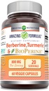 Amazing Formula Berberine Turmeric & Bioperine 800mg Per Serving 60 Kasviskapselit Supplement ...