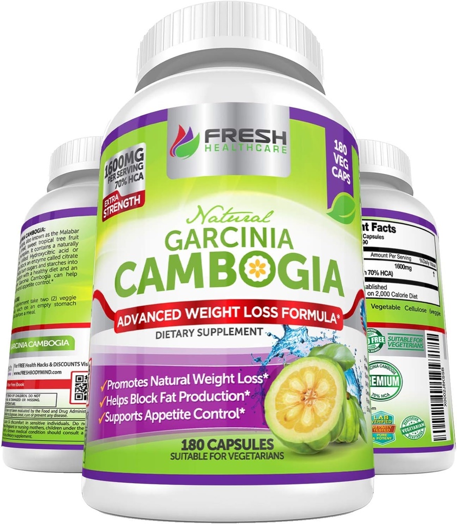 TUOREET TERVETULOA 100% Pure Garcinia Cambogia Extract - Kaikki luonnolliset ruokahalu Supremant & painonhallinta Tuki - 180 kapselia