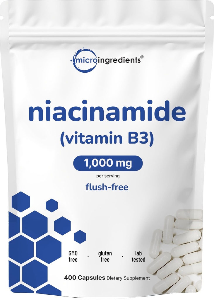 B3-vitamiini Niasinamidi 500 mg per kapseli, 400 kapselia