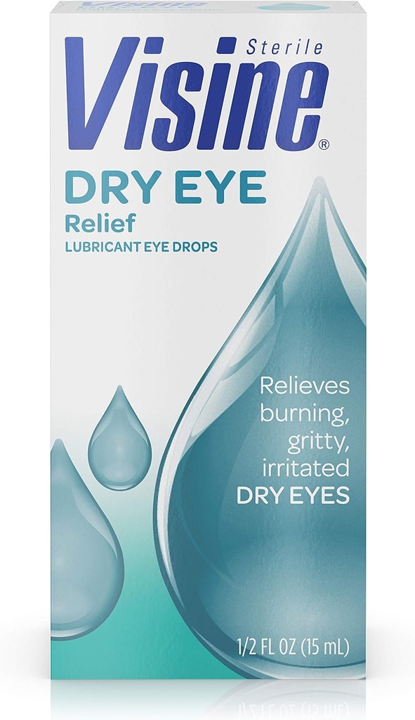 Visine Dry Eye Relief Lubricant Eye Drops Polyetyleeni Glycol 400 Kosteuttaa ja Soothe Ärsyttää, Gretty ja kuiva silmät, Suunniteltu toimimaan kuin todellinen kyynelten, 0,5 fl. oz