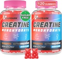 Kreatinmonohydrat Gummies, Pre-Workout Chewables Supplement för kvinnor och män, Kreatinmonohydrat med Taurin & B6 - för muskel, styrka, uthållighet och energi, Vegan (Berry, 120 Gummies)