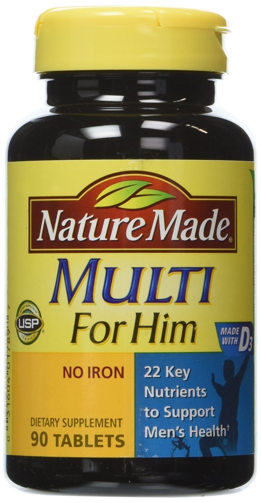 Naturen gjorde multivitamin för honom, Mäns multivitamin för dagligt näringsstöd, 90 tabletter (Pack of 3)