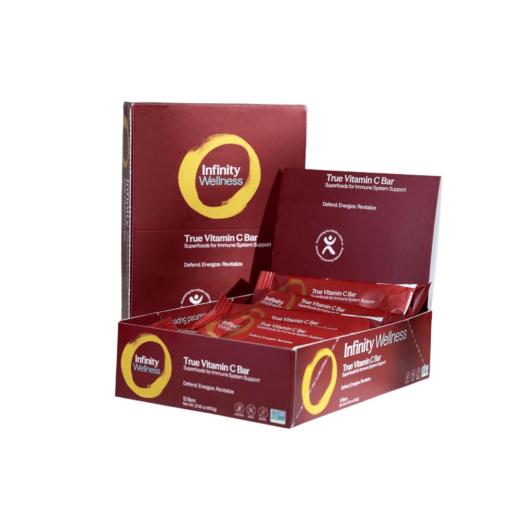 Infinity C Superfood Bars, terveet energiapatukat, joissa on 1125 mg koko ruoka C-vitamiinia, Immuuni Boosting Plant Based Ingredients, Camu Camu, Acerola, Amla Powder, & Shilajit, Raaka, Gluteeniton, ei GMO