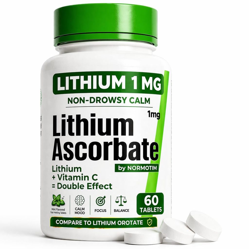 Litium Ascorbete 1 mg ... Turvallinen vaihtoehto Litium Orotatelle... Mikroannos Litium Supplementille mielialaan, Focus & Rauhoitu... C-vitamiinin tuki 60 tablettia Valmistettu Yhdysvalloissa