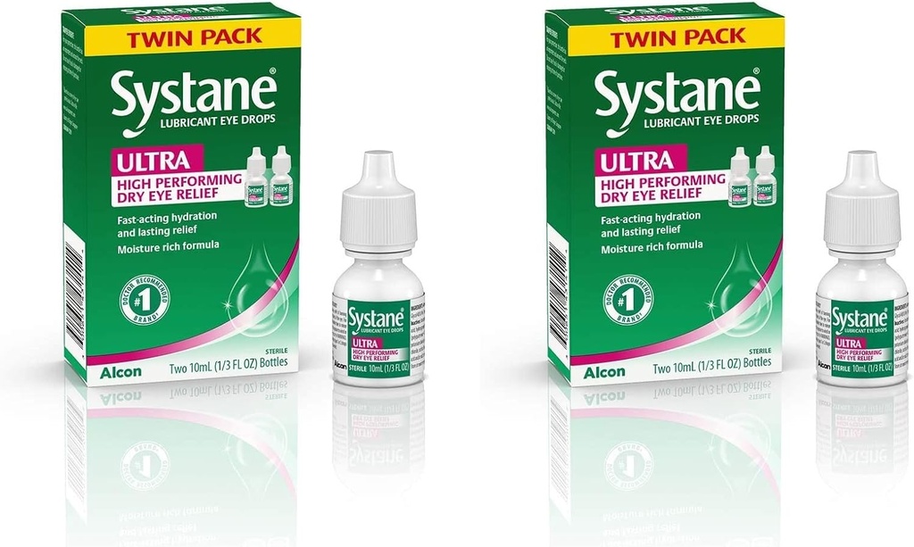 Systane Ultra Lubricant Eye Drops, tekokyyneleet kuiva silmä, Twin Pack, 10 ml Each (pakkaus 2)