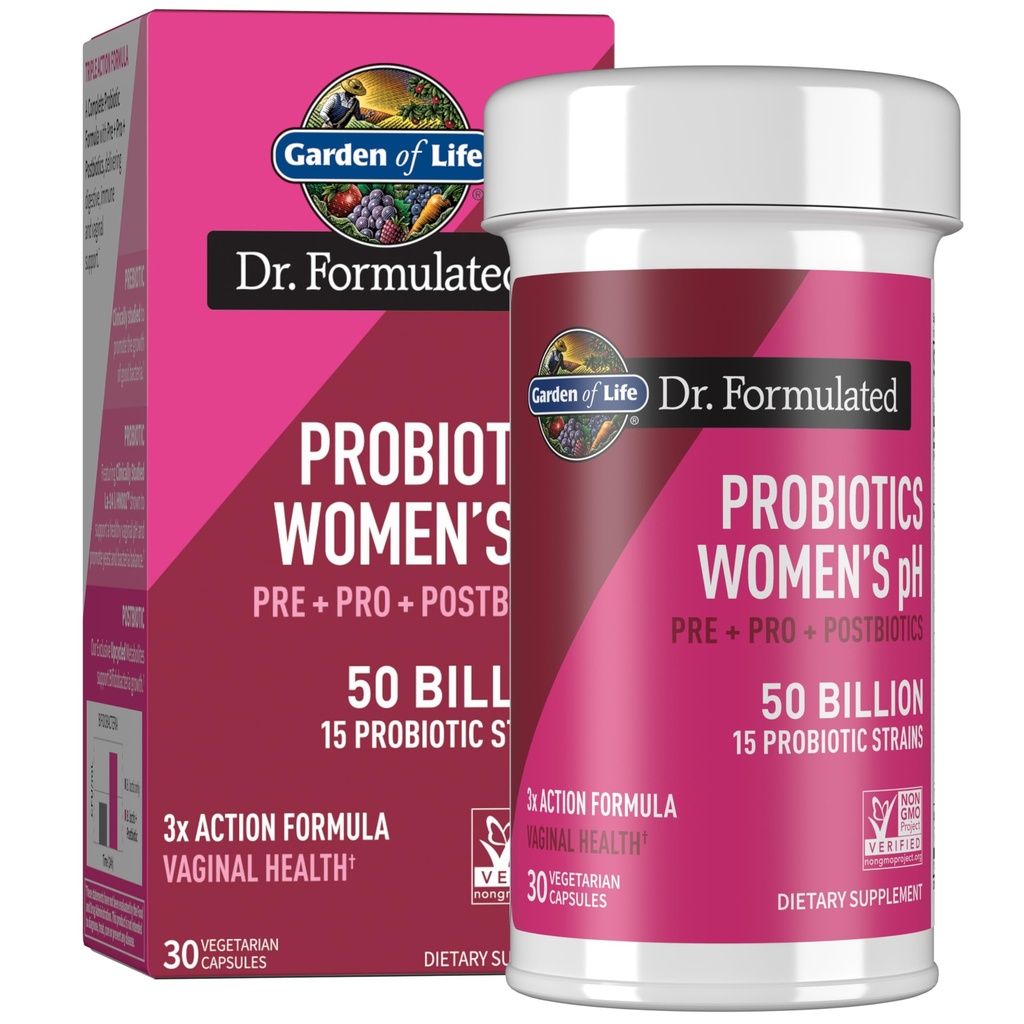 Garden of Life Dr Formulerad En gång Daglig 3-i-1 Komplett Prebiotika, Postbiotika & Probiotika för kvinnor, PRE + PRO + POSTBIOTIC Supplement för kvinnors Digestive, Immune & Vaginal Health, 30 Day Supply
